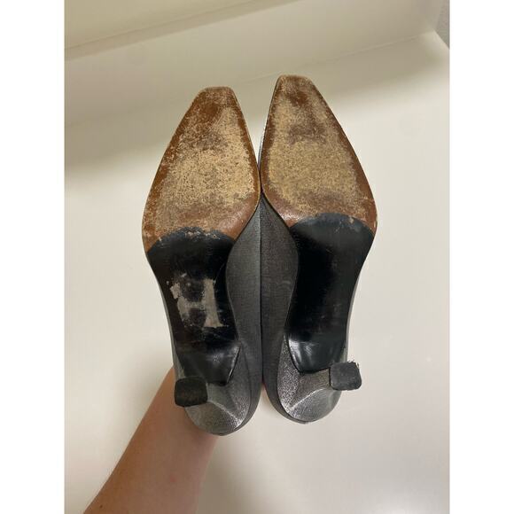 Stuart Weitzman slate gray silver shimmer evening heels pumps size 6 - Picture 12 of 12